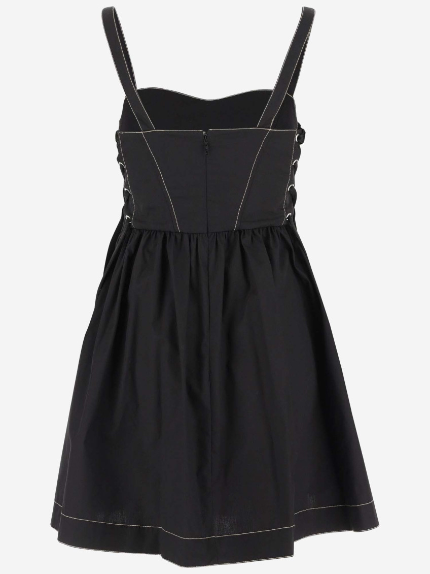 Lace-up cotton minidress - Black