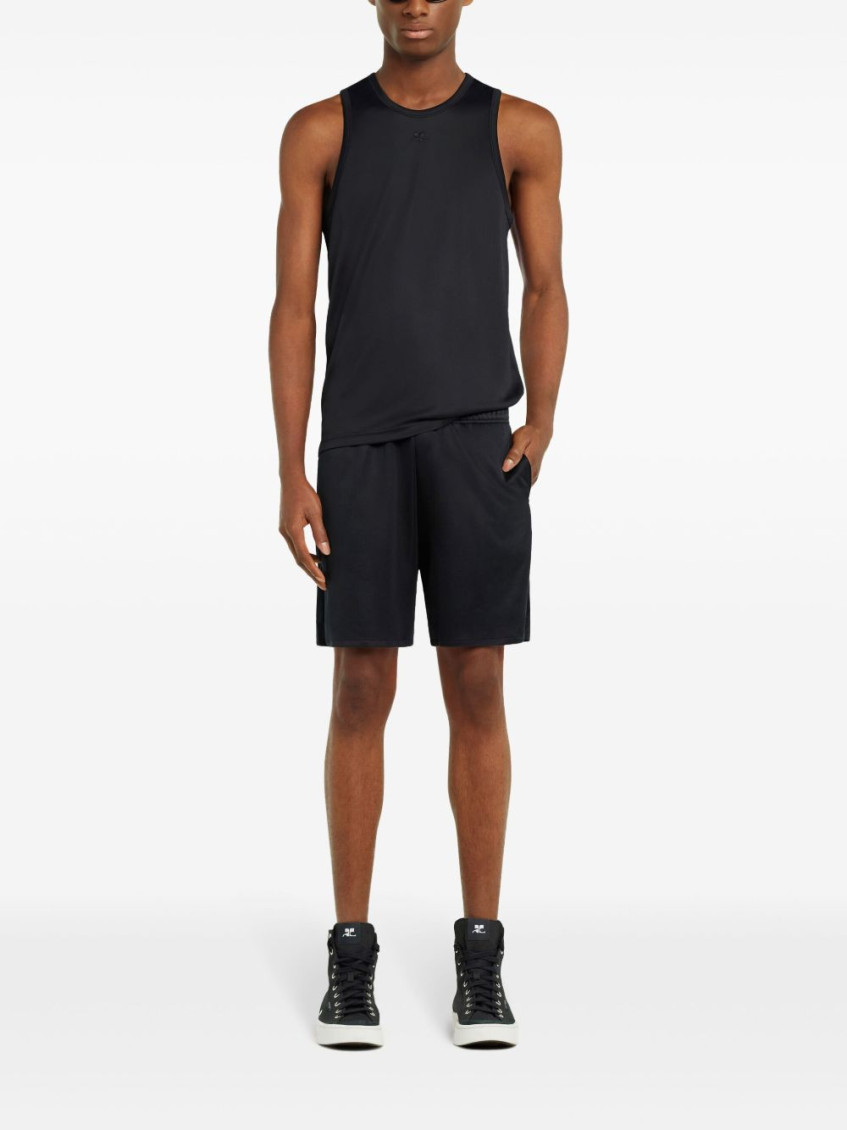 Black Embroidered Logo Tank Top