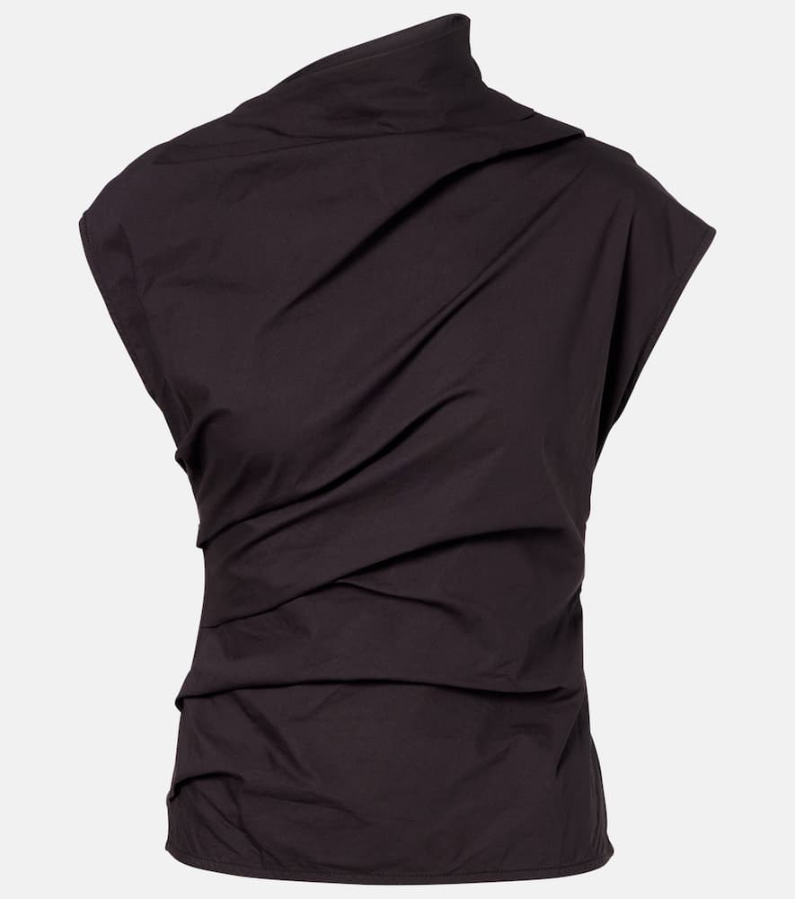 Ruched cotton-blend top
