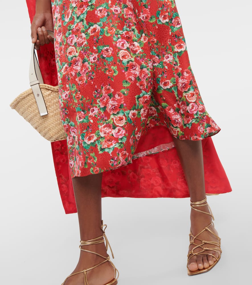Caped silk midi dress