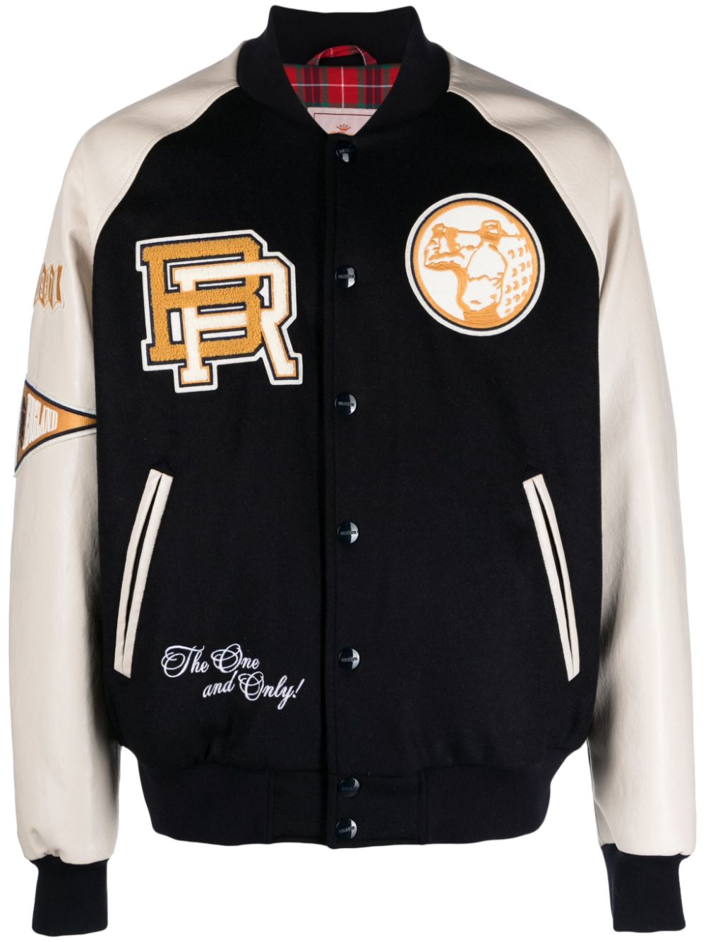 Patch-detail bomber jacket - Blue