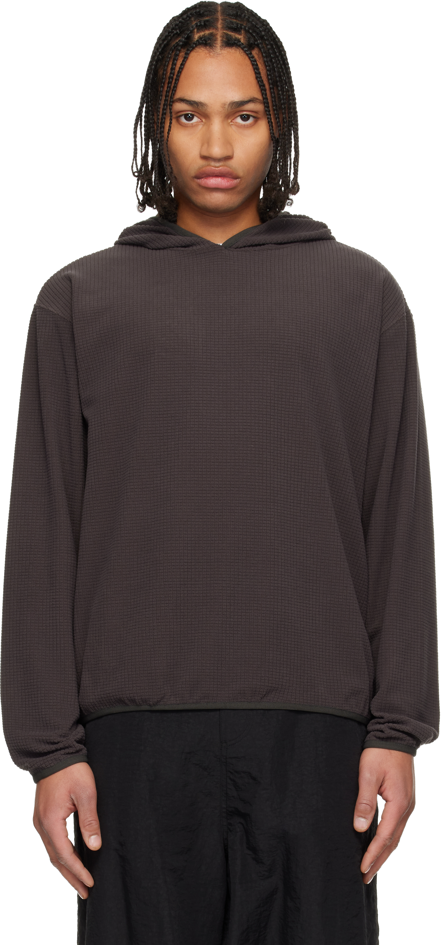 Gray Waffle Knit Hoodie