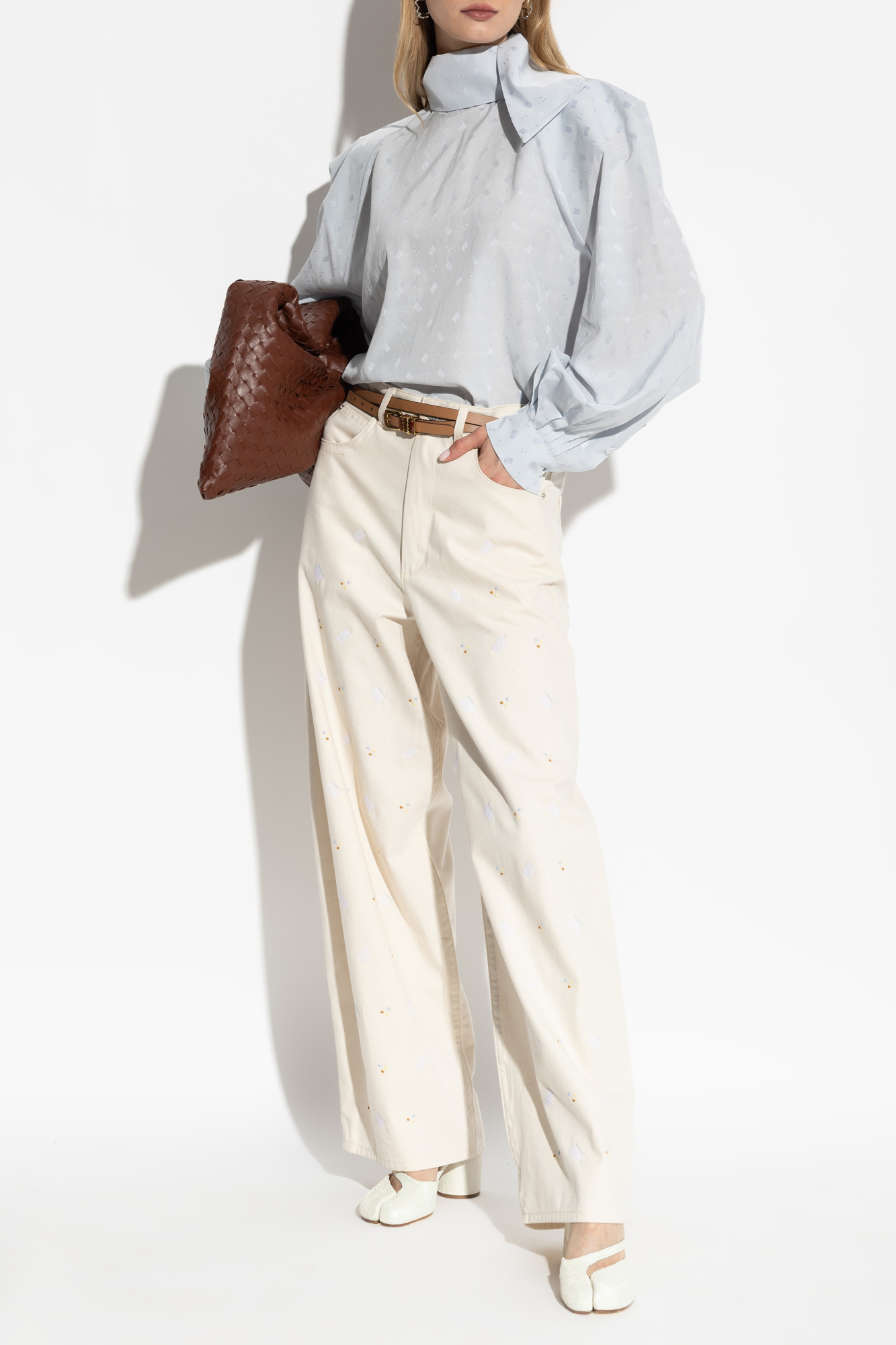 Marni Trousers With Embroidered Pattern, Women's, Cream