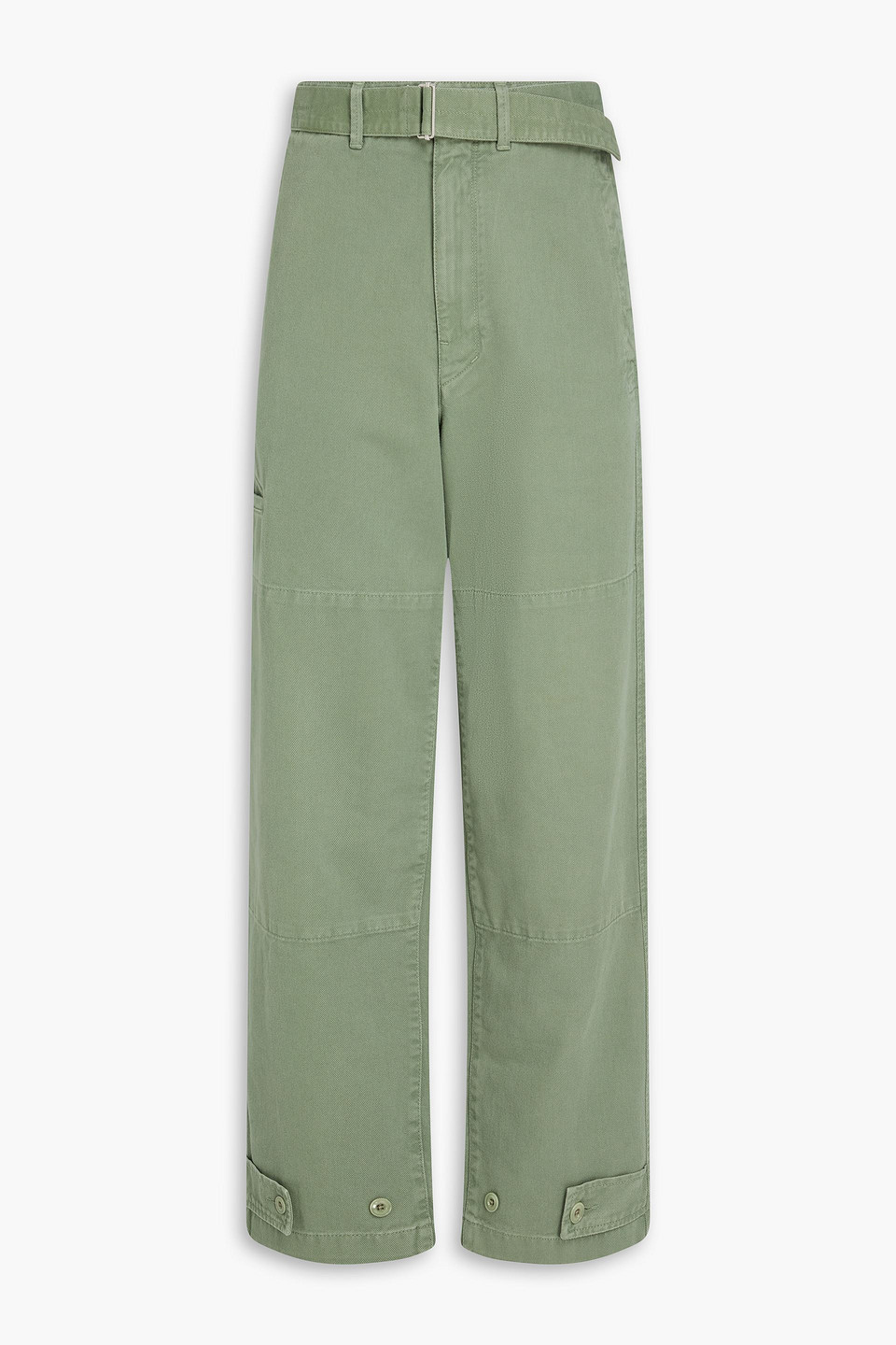 Belted cotton-gabardine pants - Green - XL