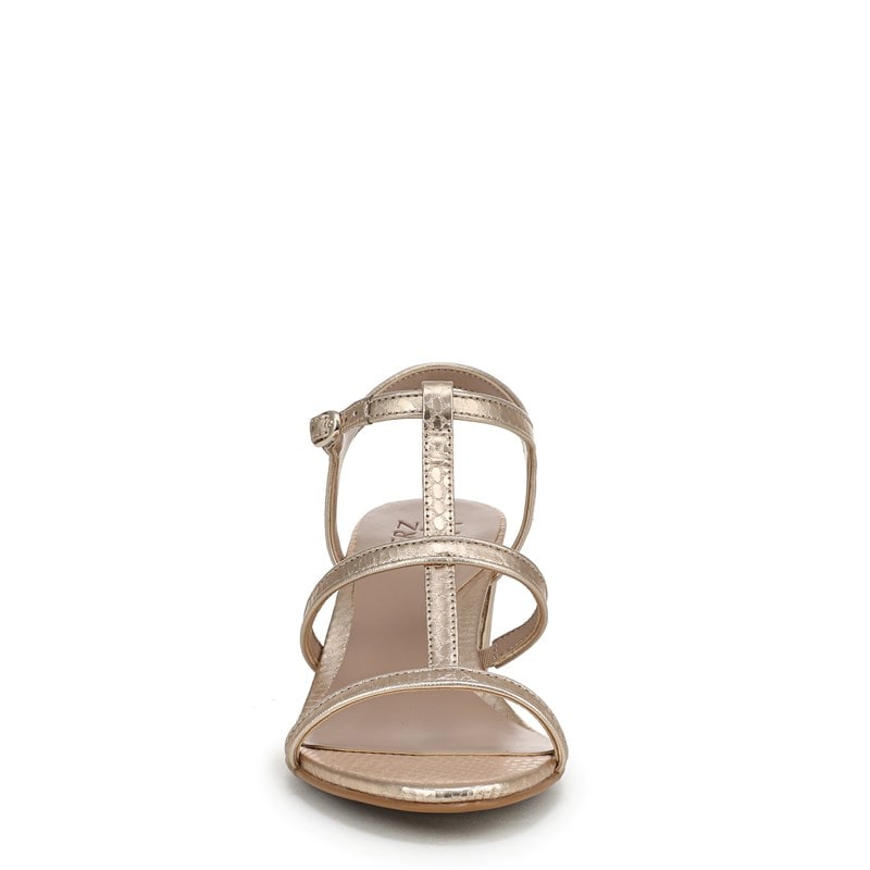Bristol-Cage Strappy Dress Sandals, Champagne Snake Faux Leather