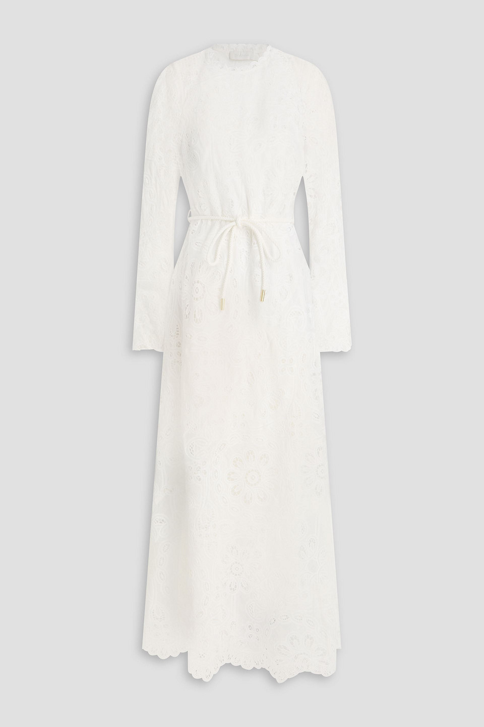 Broderie anglaise cotton maxi dress - White - 00
