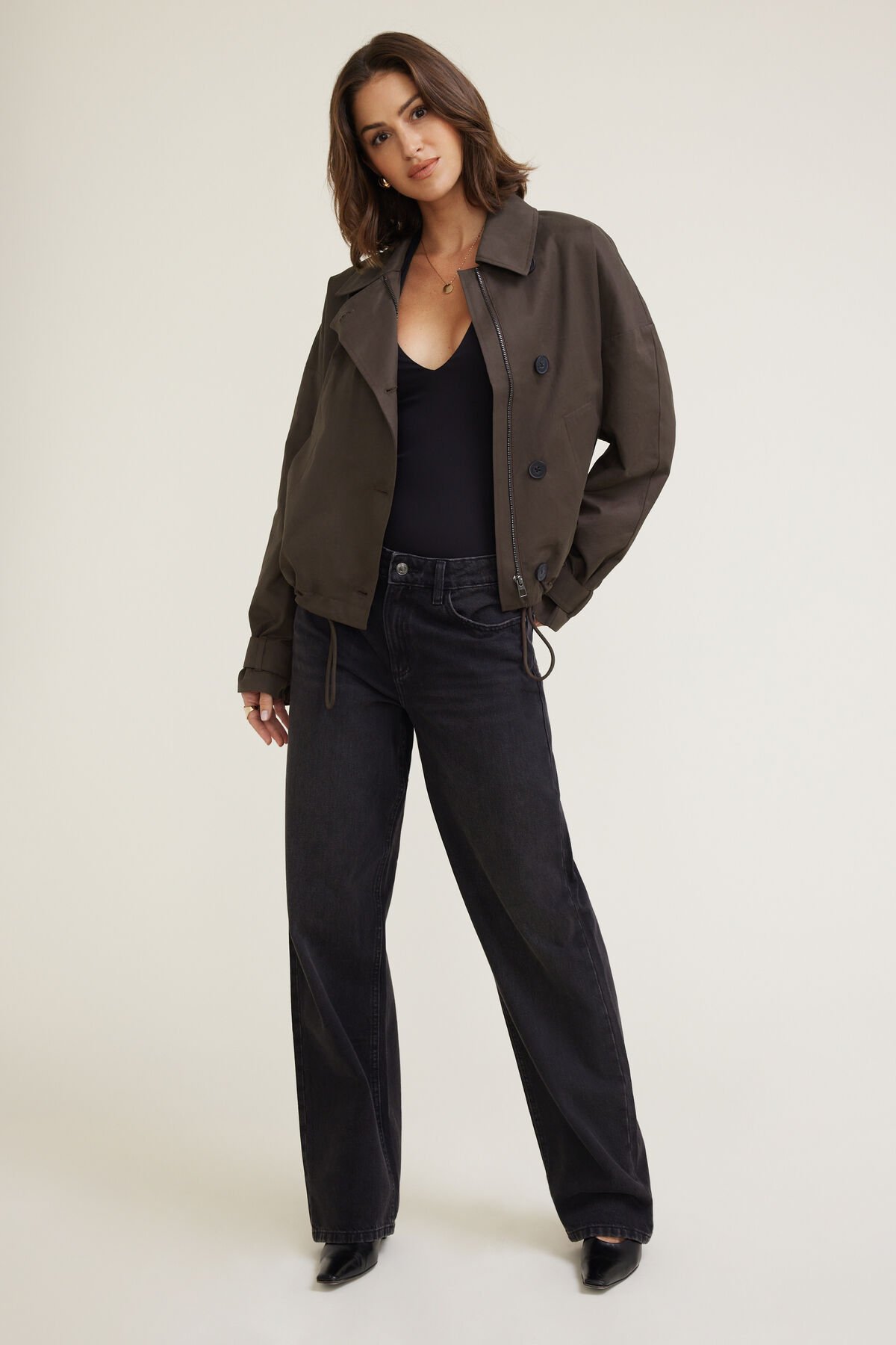 Asymmetric Short Trench Coat