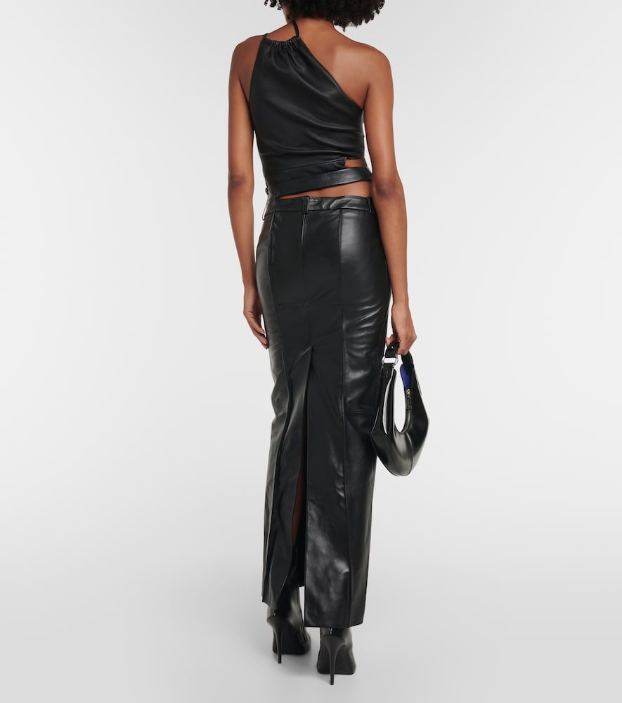 Ararat low-rise leather maxi skirt