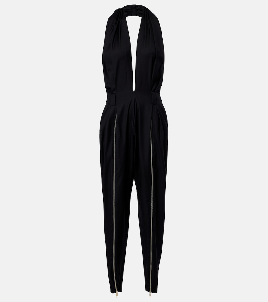 Halterneck virgin wool jumpsuit