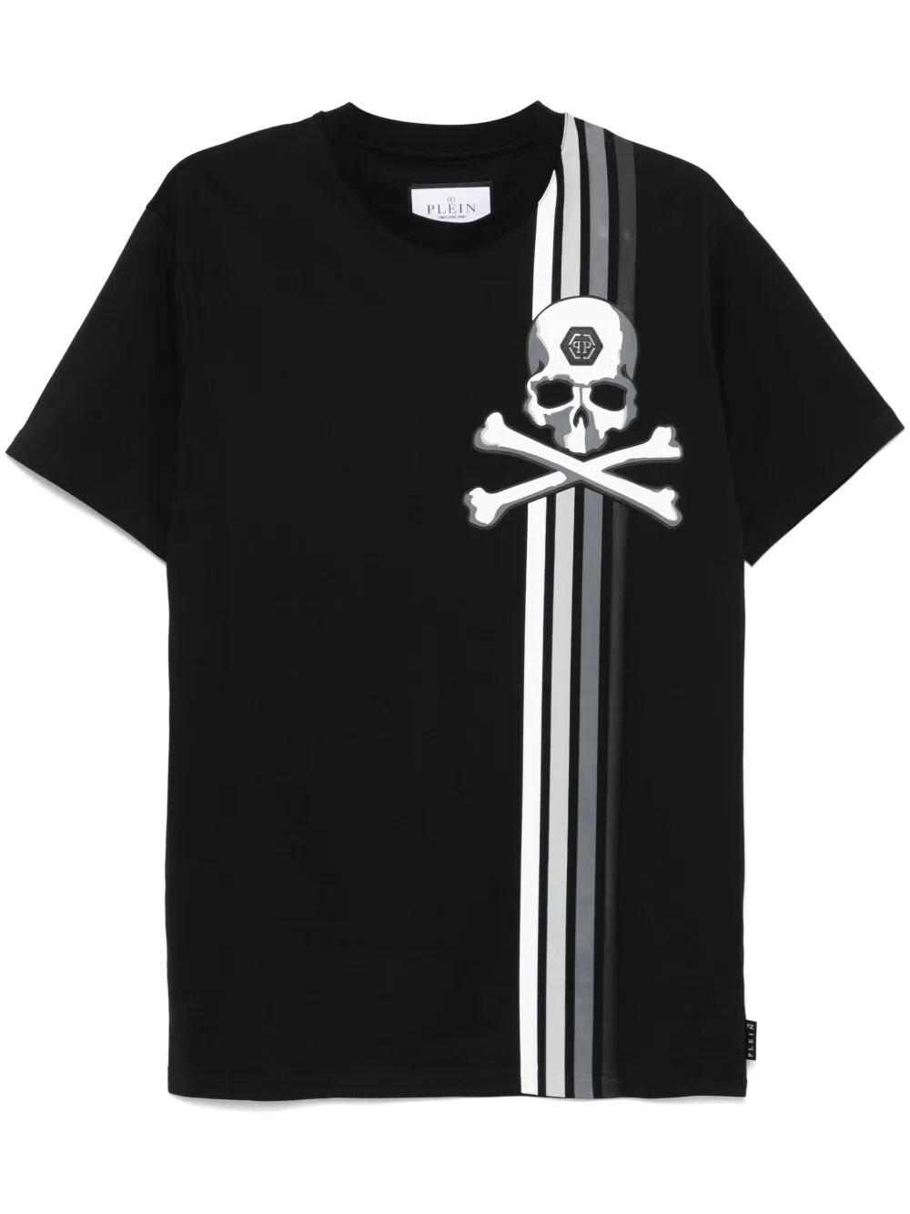 `Skull & Bones` Short Sleeve Round-Neck Stripes T-Shirt