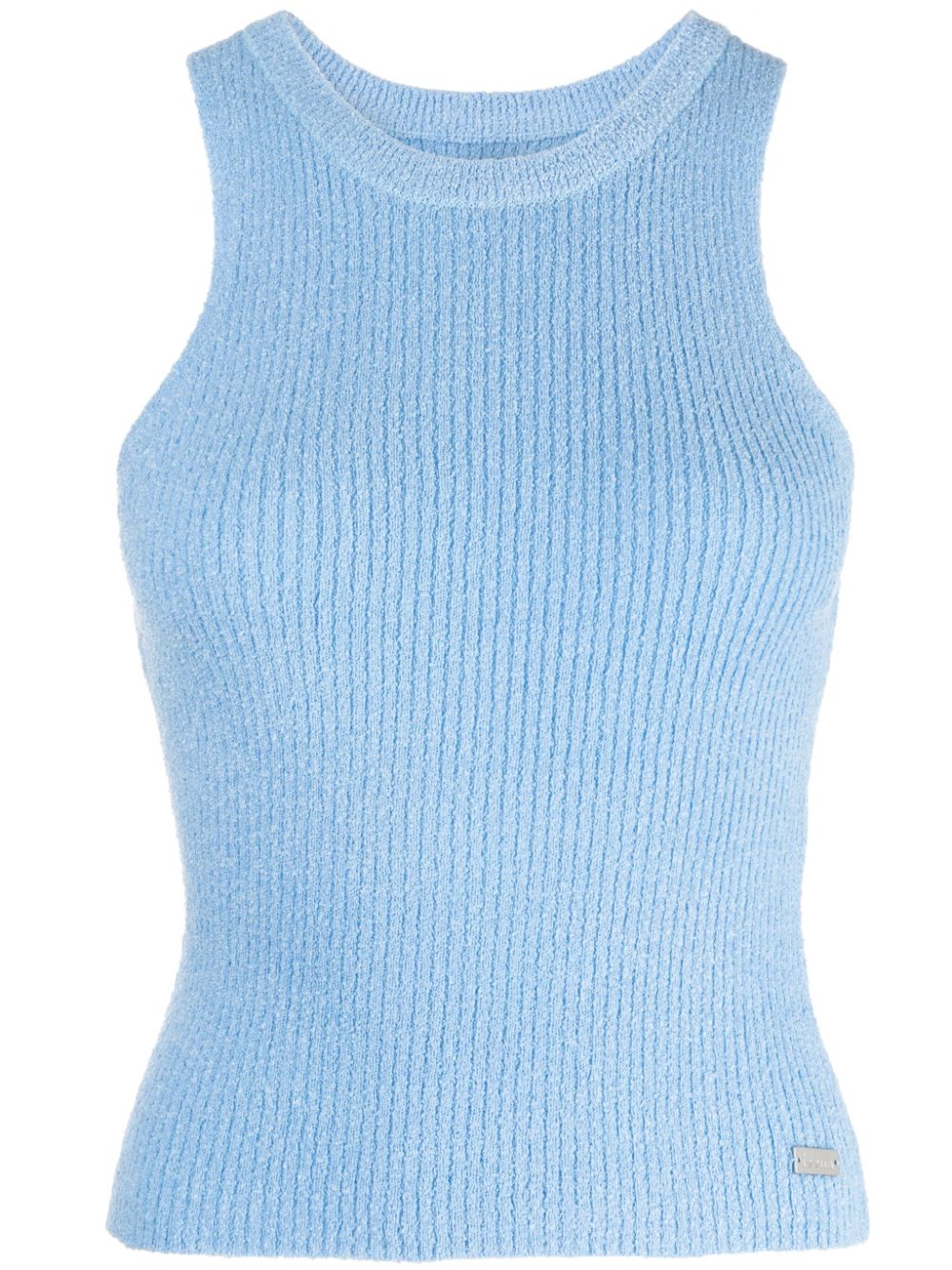 Logo-plaque ribbed tank top - Blue