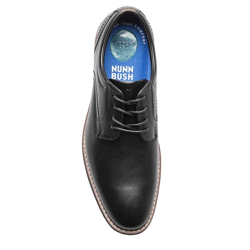 Men's Centro Flex Plain Toe Oxford Shoes (Black Leather)