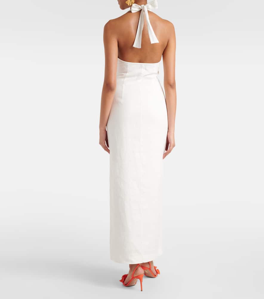 Violet halterneck linen maxi dress