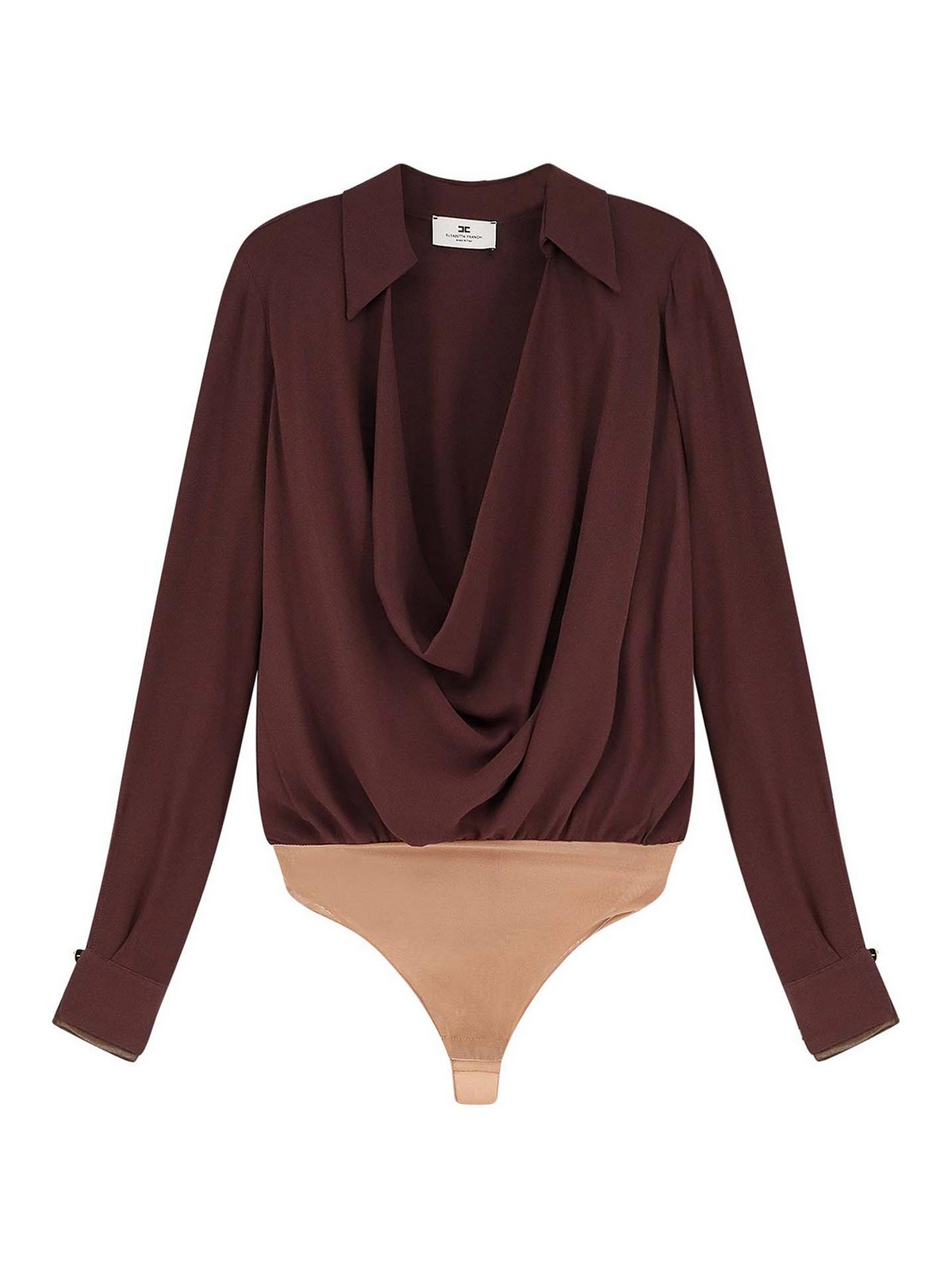 Draped Long-sleeve Bodysuit