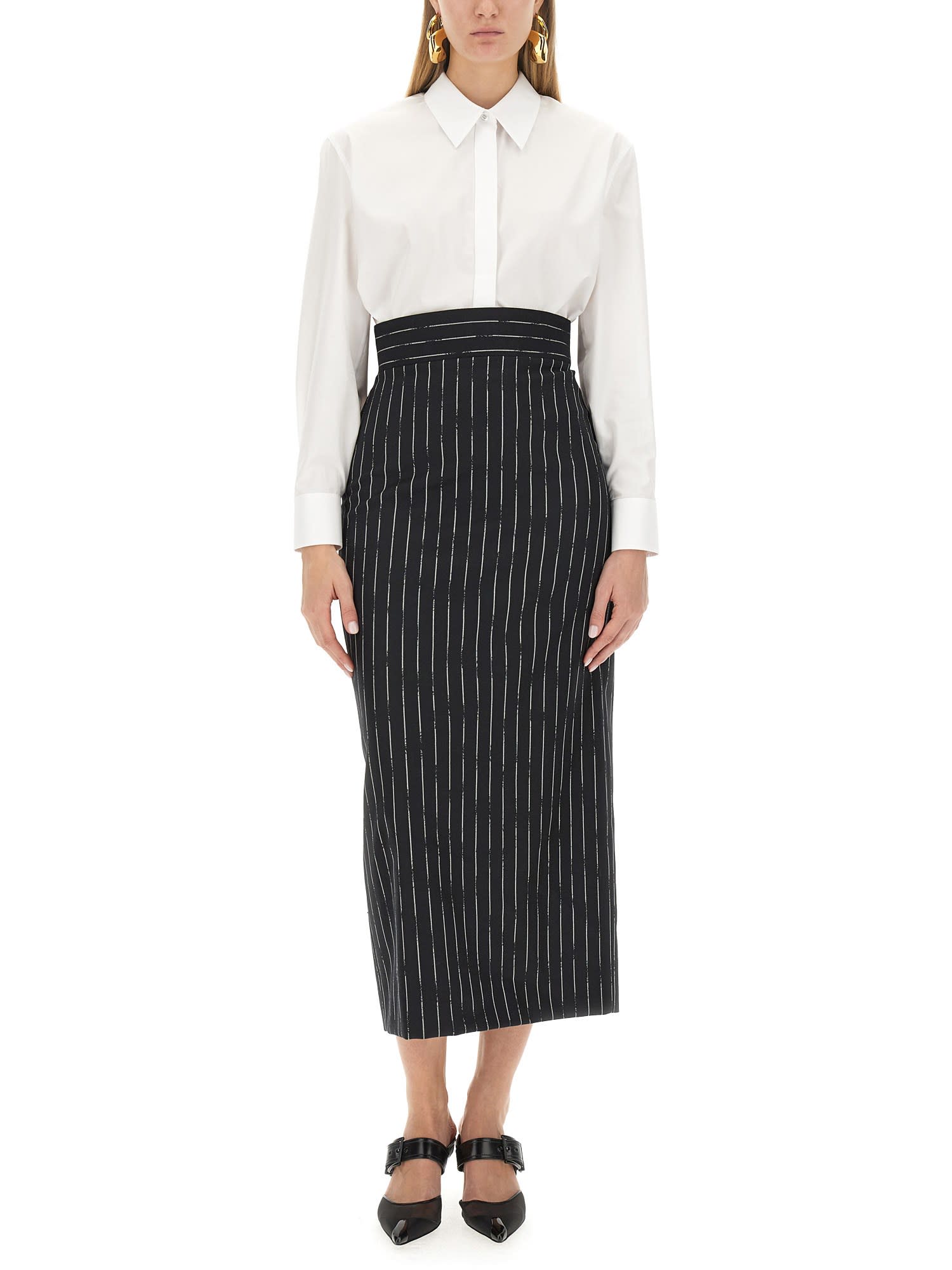 Point-collar cotton shirt - White