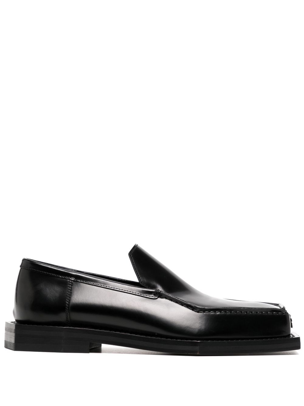 Square-toe polished-finish loafer - Black