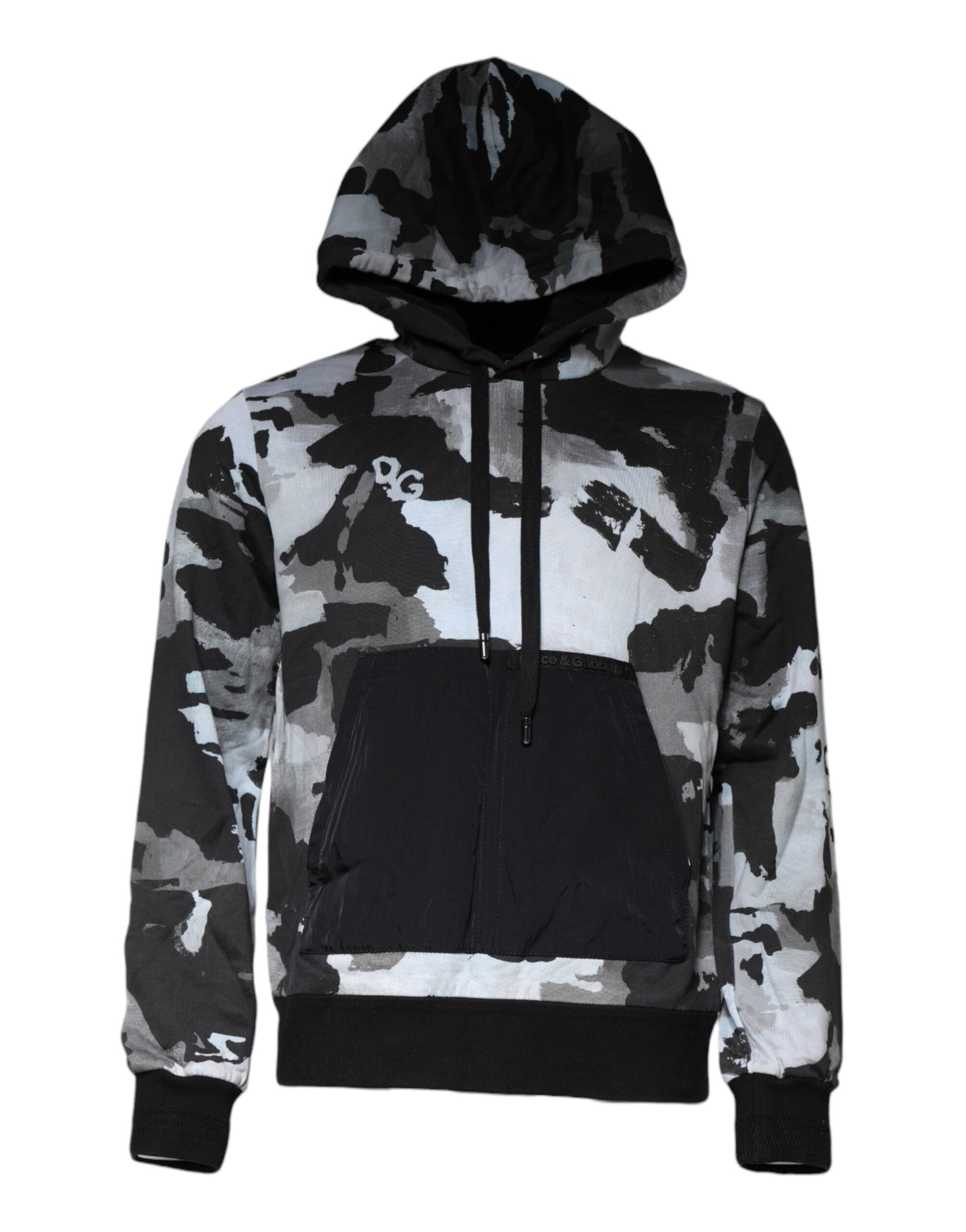 Camouflage Cotton-Nylon Hoodie — Black