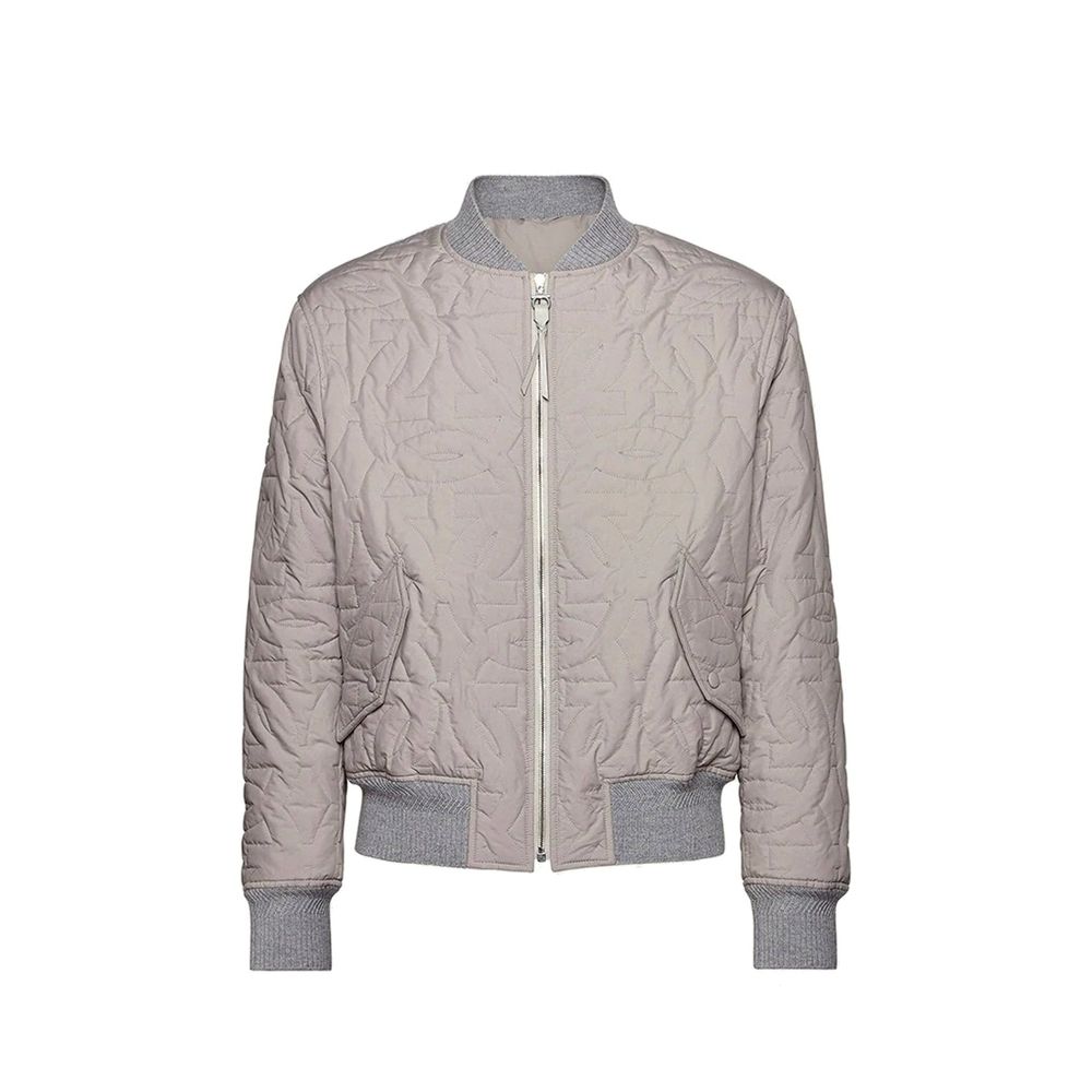 Quilted Polyester Bomber Jacket — Gray