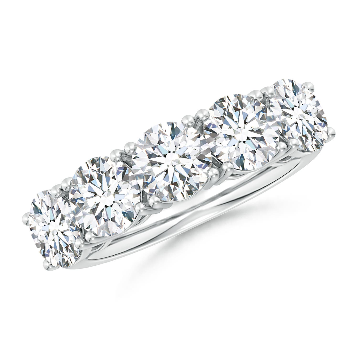 Angara 4.0 CTW Lab-Grown Prong-Set Round Diamond Five Stone Wedding Ring in Platinum