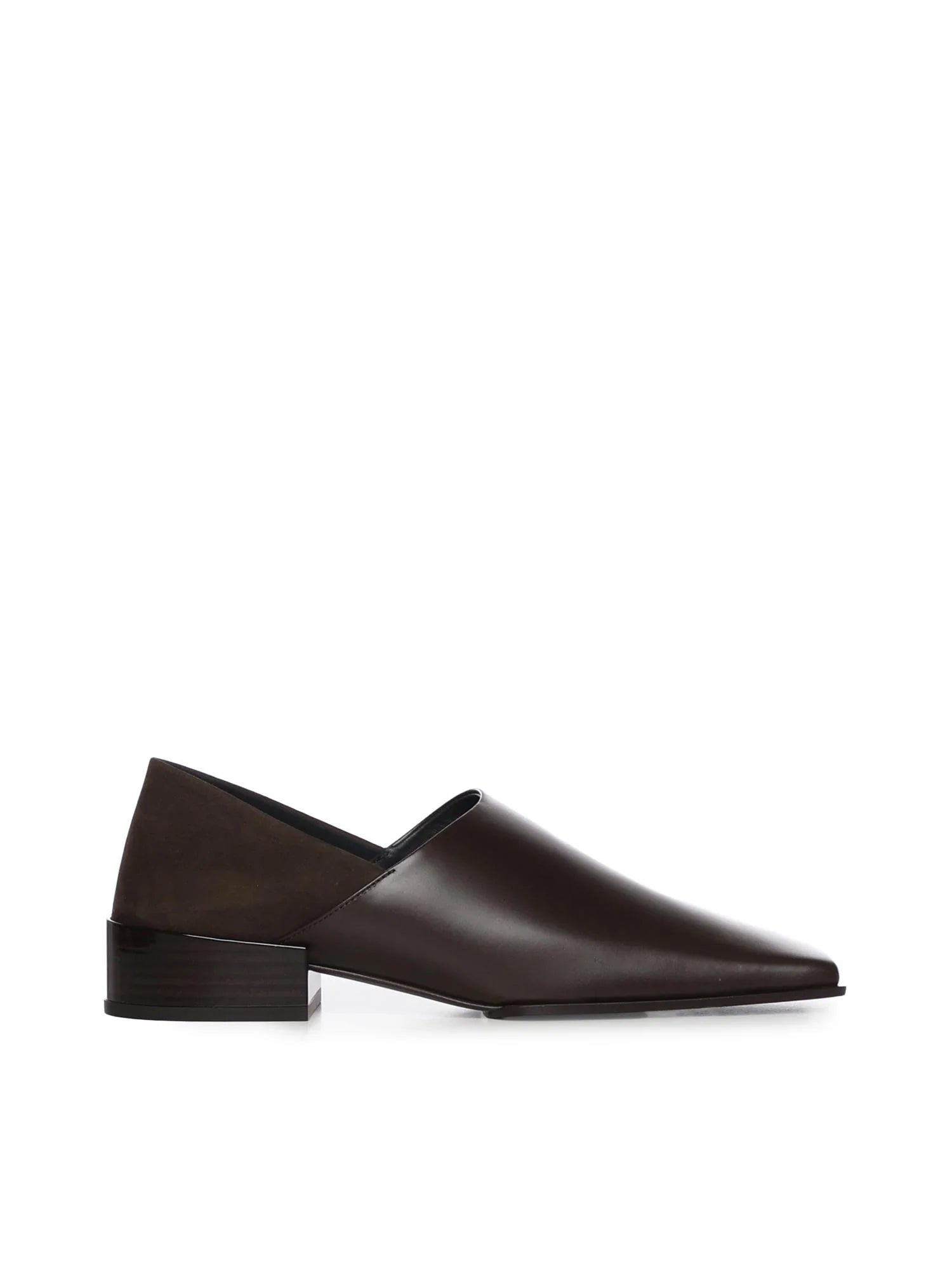 Square Toe Leather Loafer — Brown