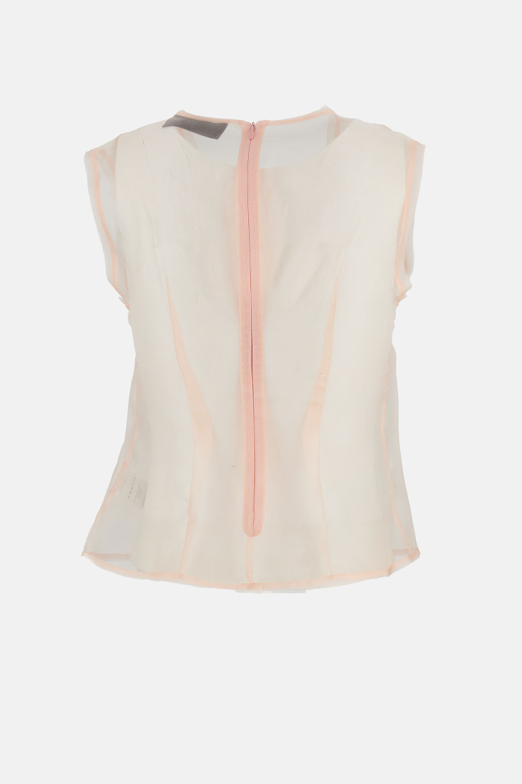Sheer Frayed Contour Dart Top