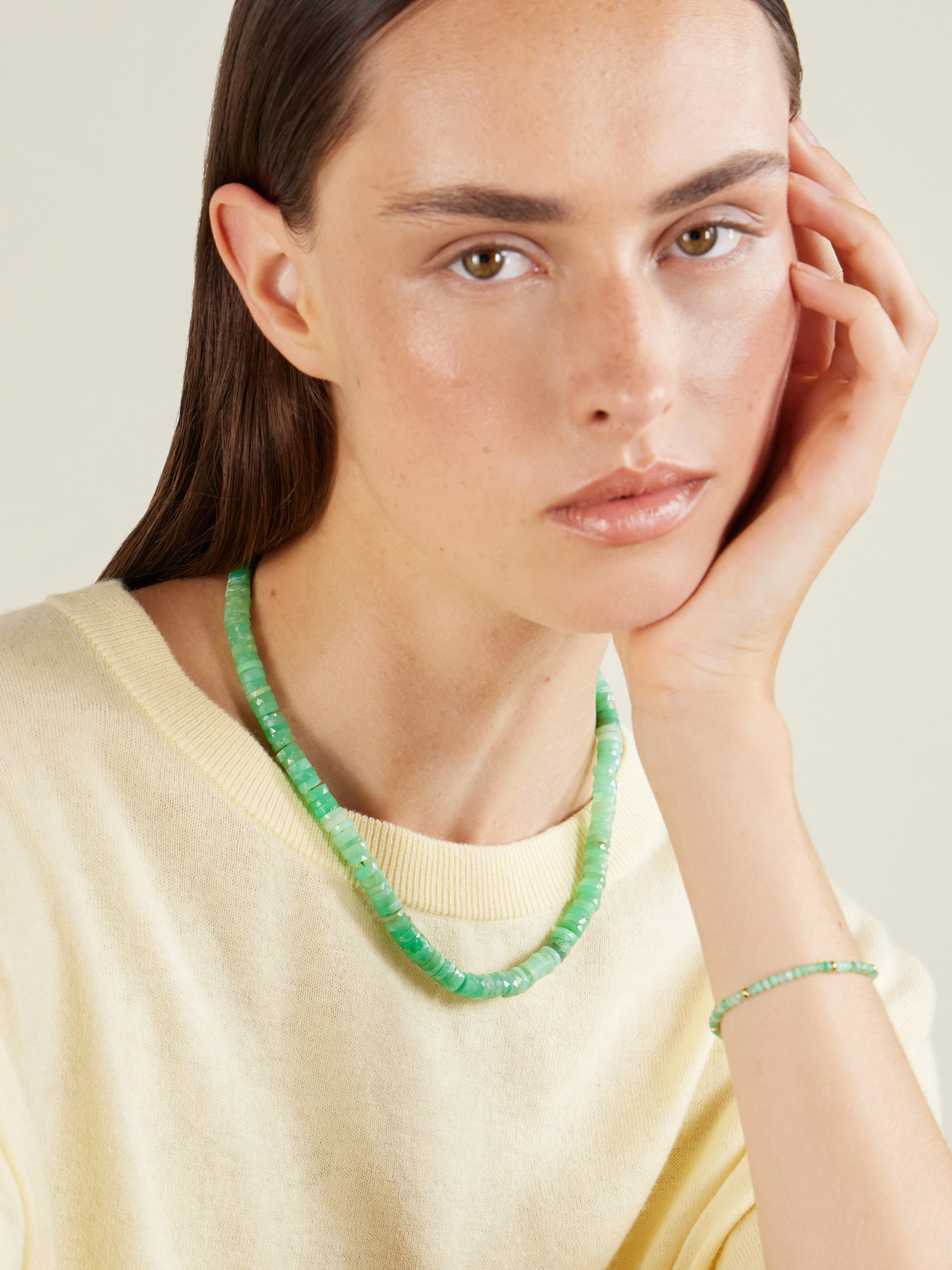14-karat Gold Chrysoprase Necklace - Green