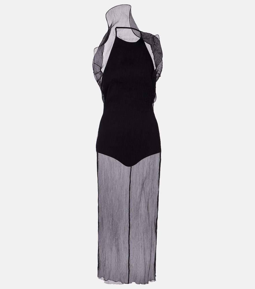 Sheer silk organza midi dress