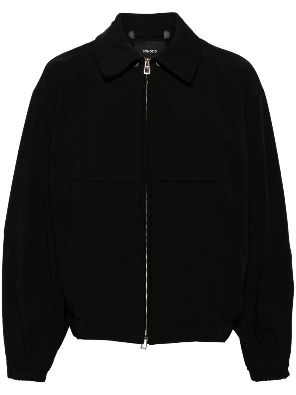 Spread-collar zip-up jacket - Black