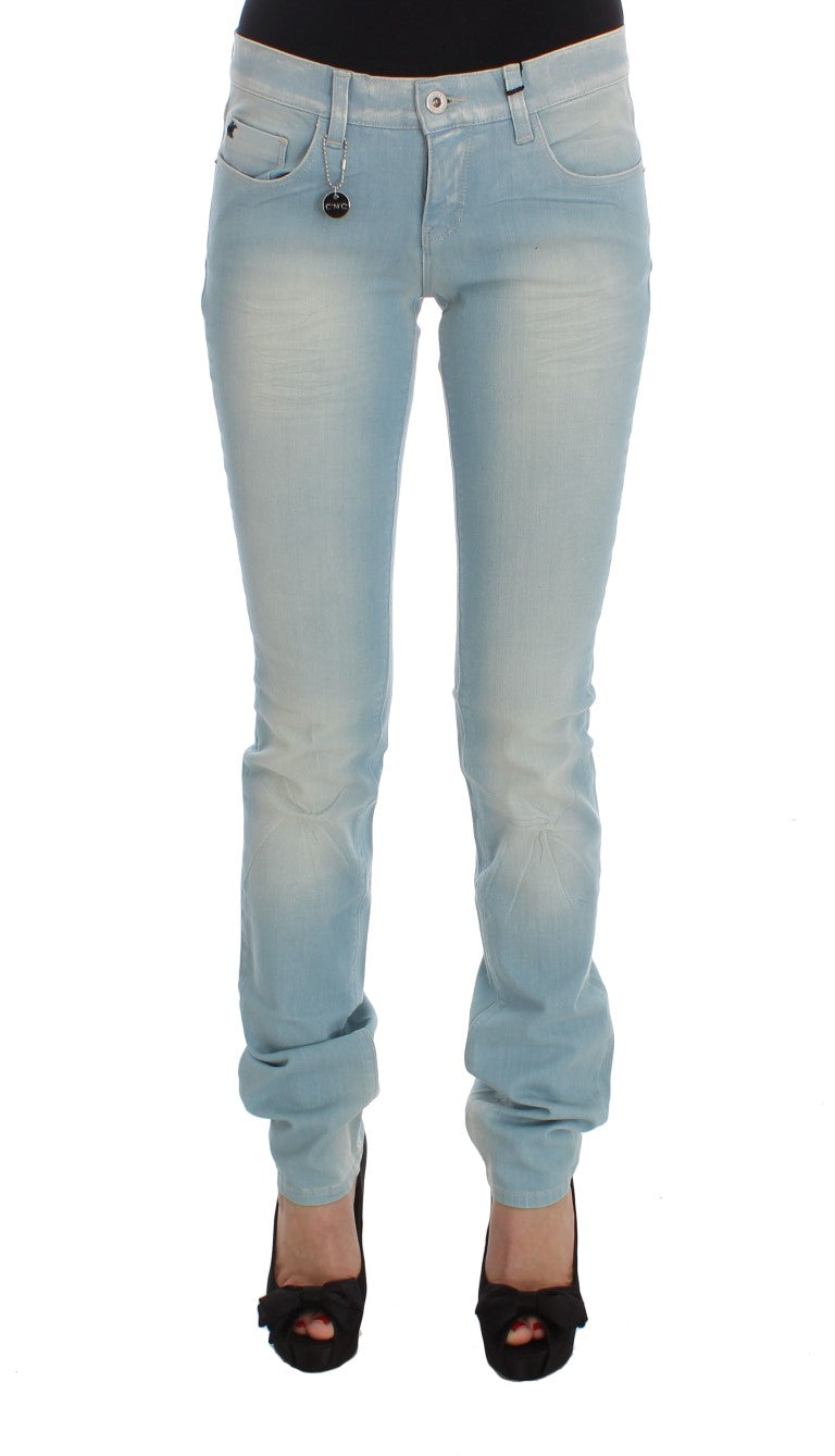 Cotton Blend Super Slim Jeans — Blue