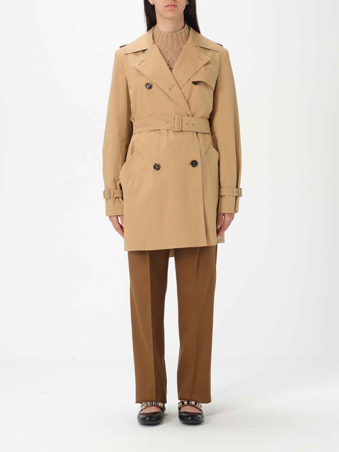 Coat MAX MARA Woman color Leather