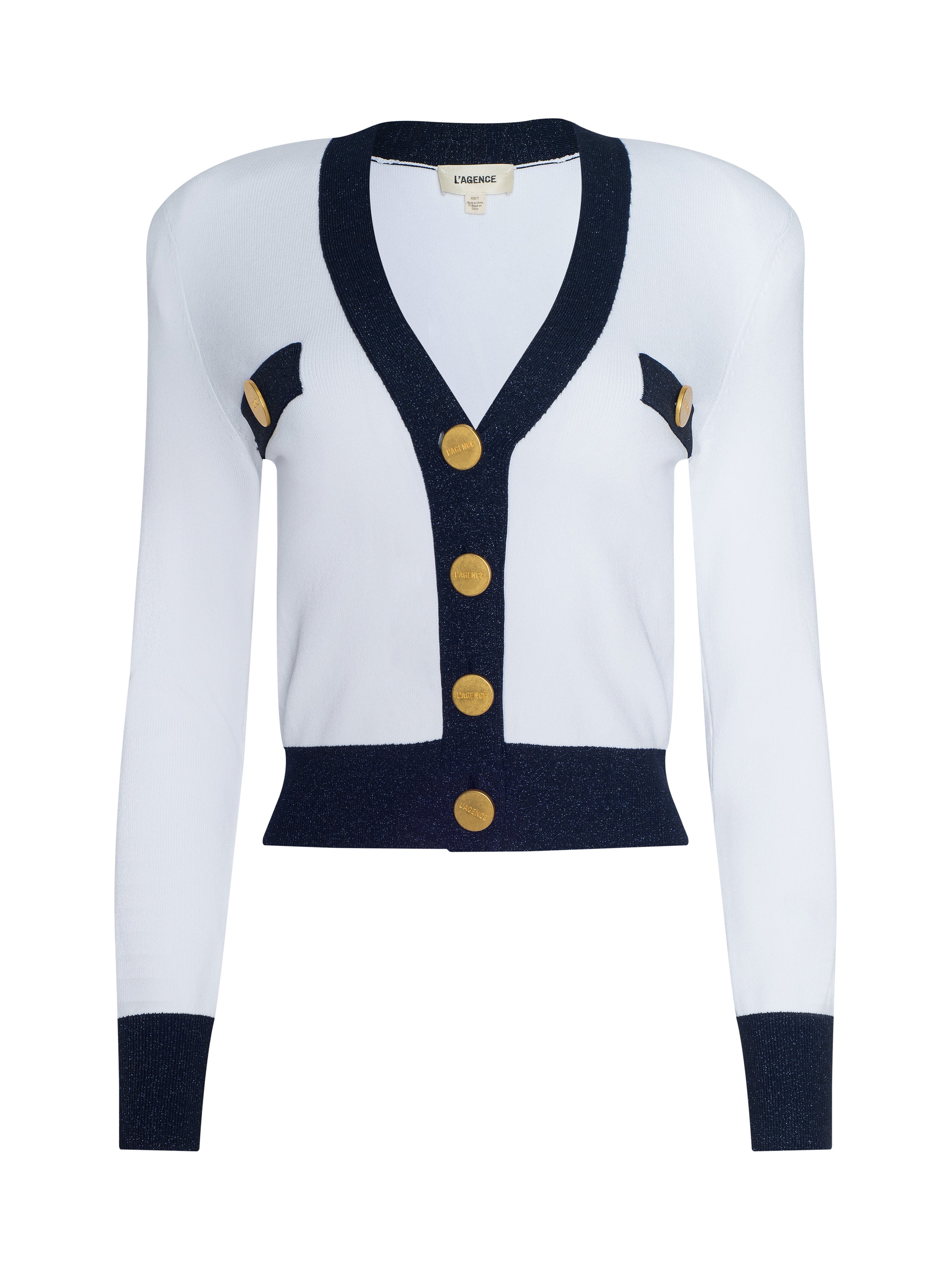 Taya Cardigan In White/midnight