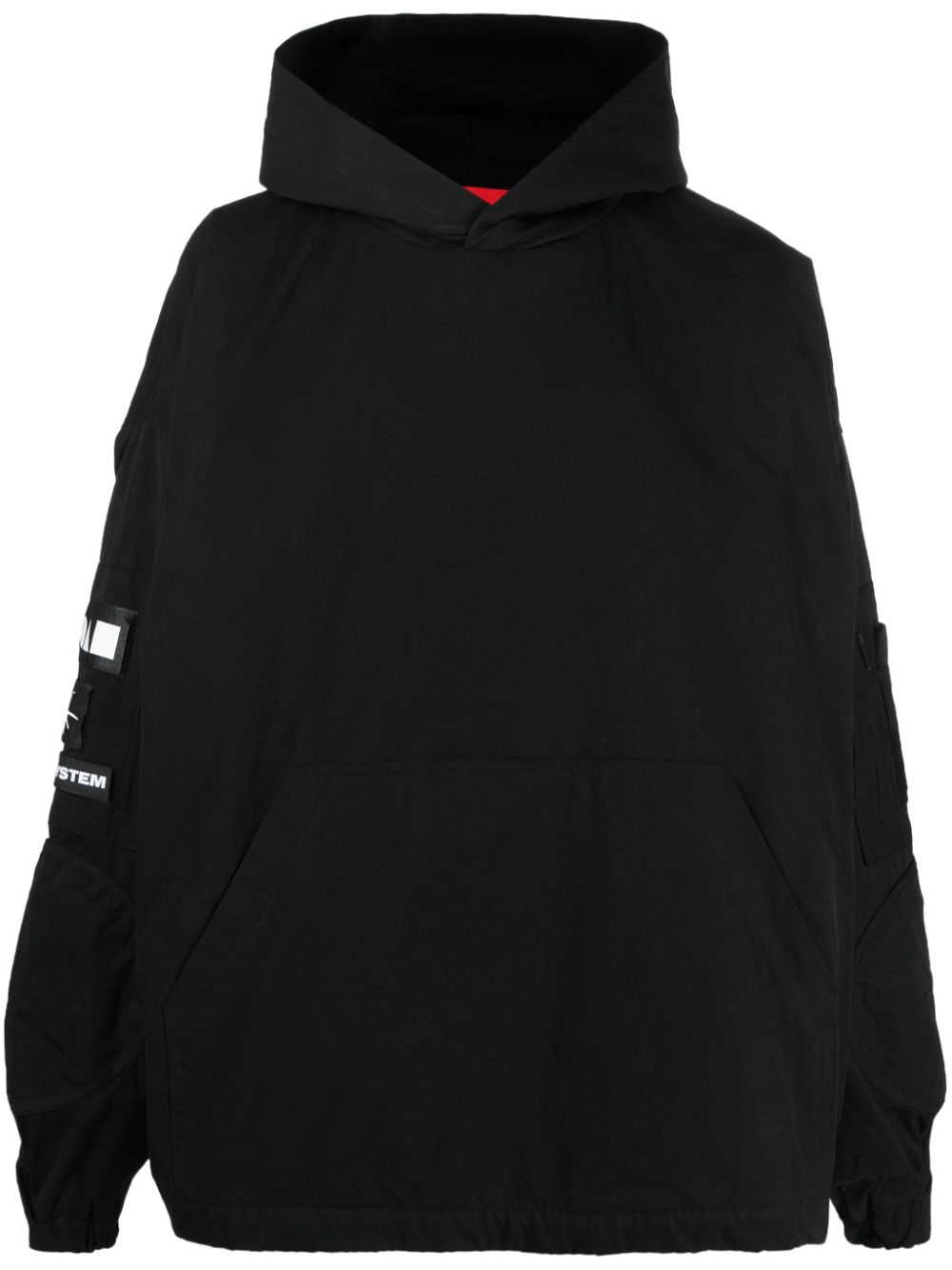 Stronger multiple-patch cotton hoodie - Black