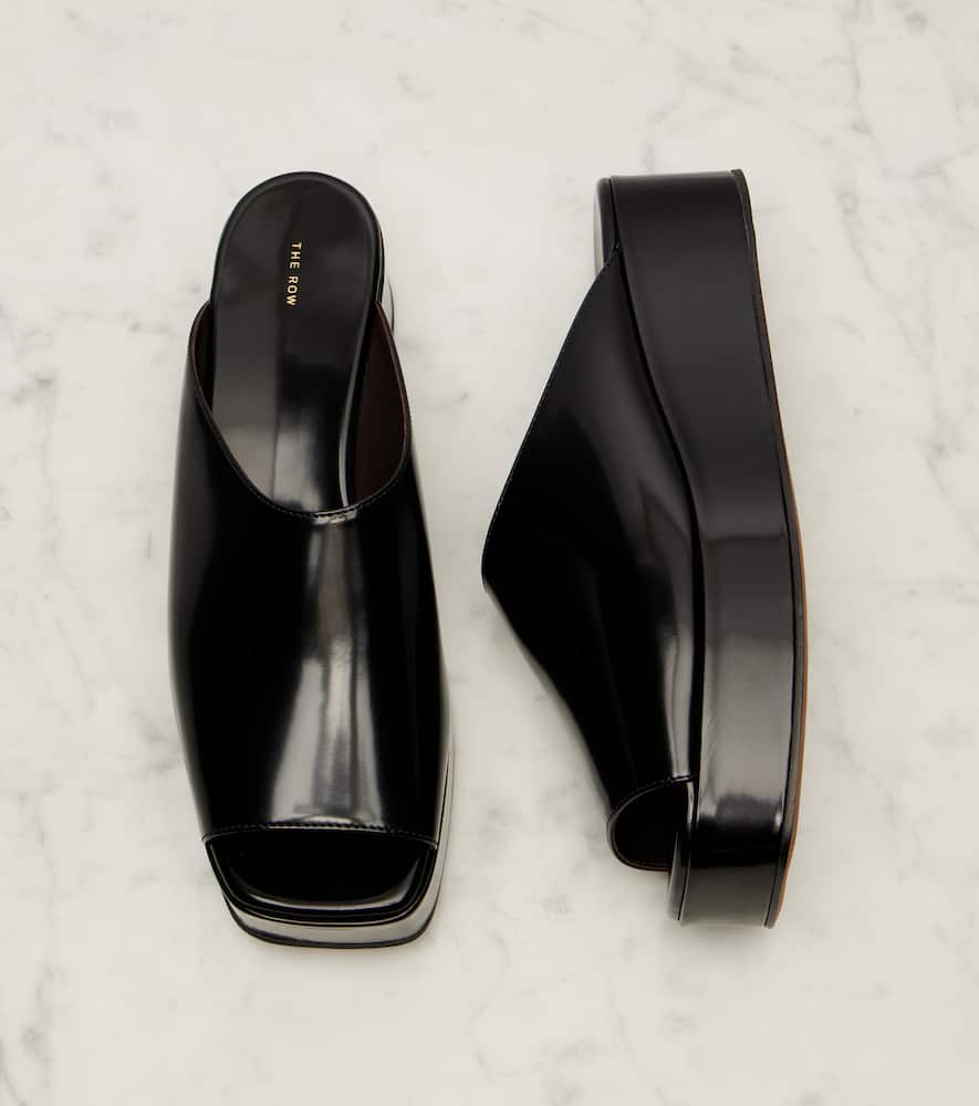 The Row Emi patent leather platform mules