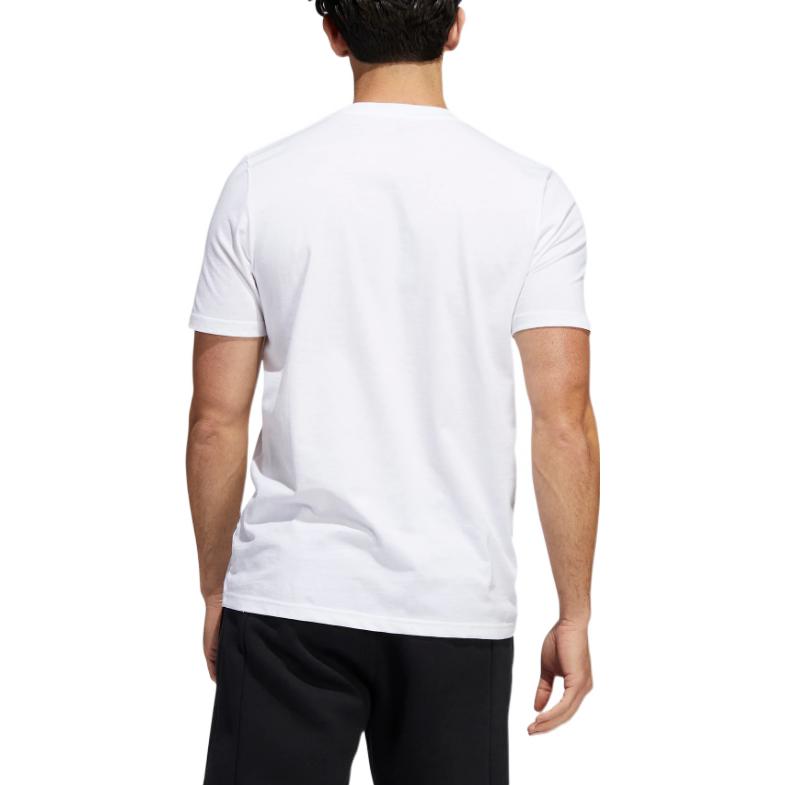 Men's Alphabet Logo Sports Round Neck Pullover Short Sleeve White T-Shirt