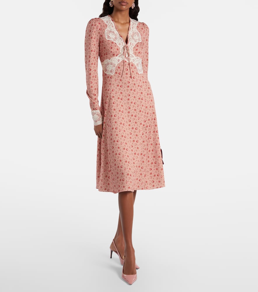 Floral silk-blend midi dress