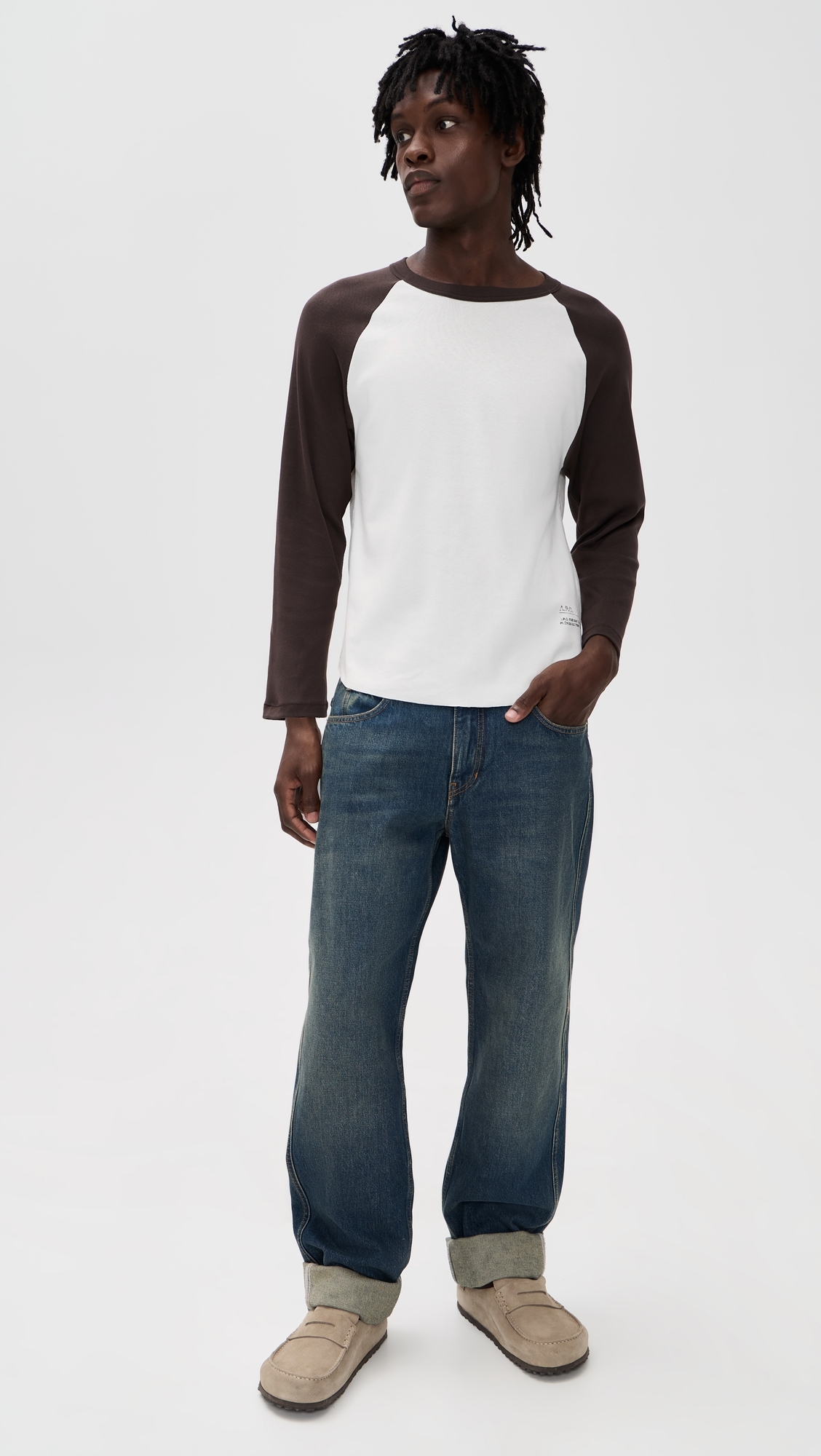 A. P.C. Raglan Long Sleeve Tee Bld Beige/Brown