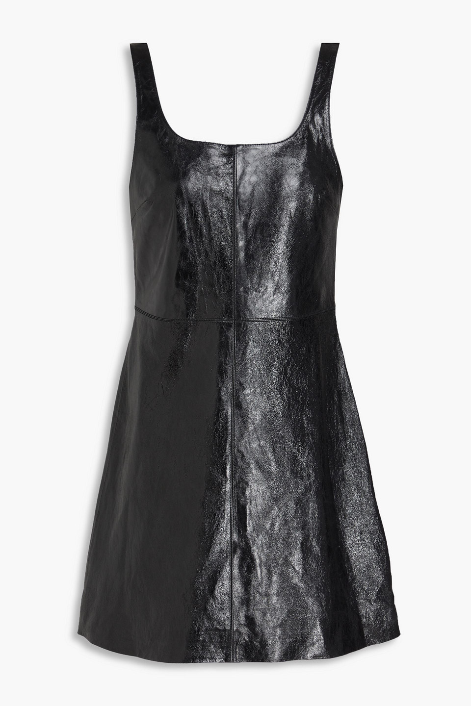 Glossed-leather mini dress