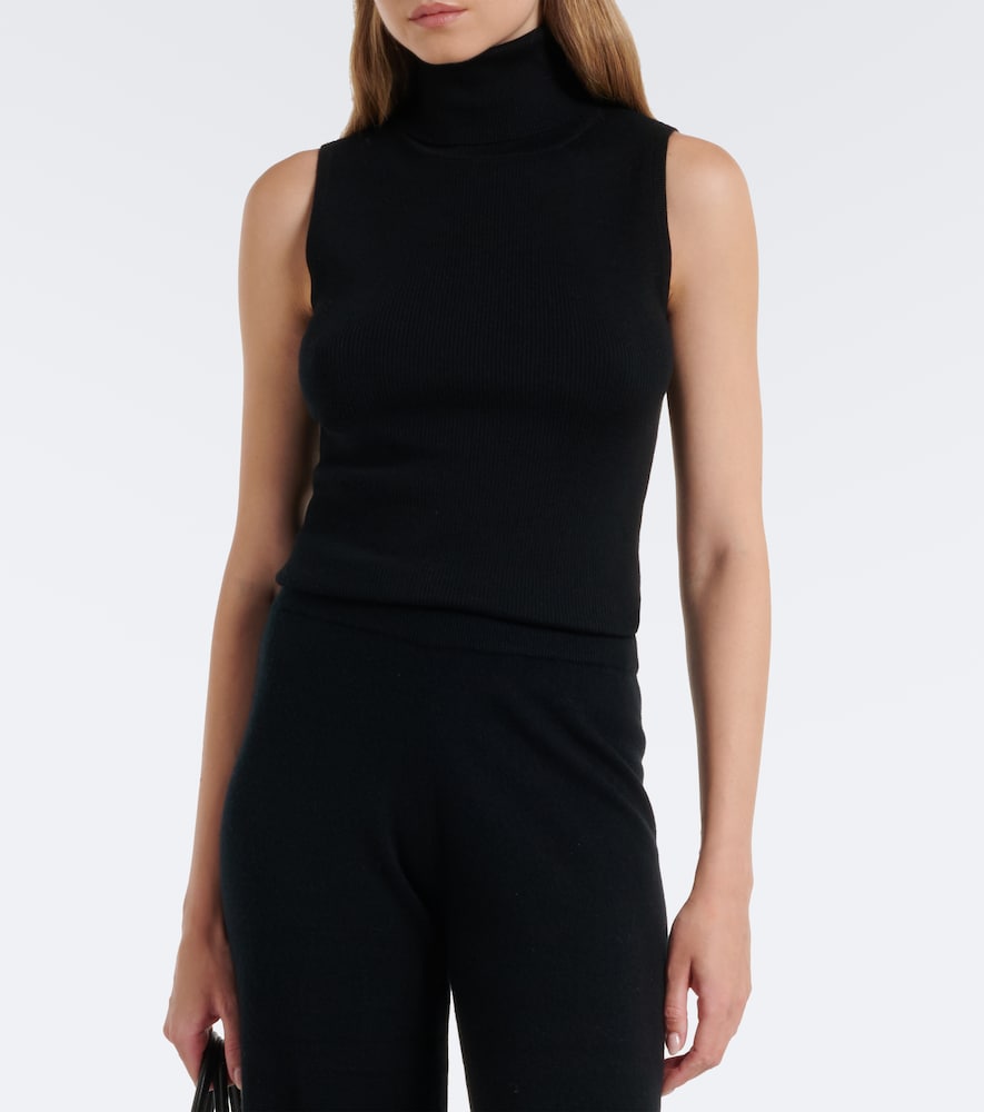 Ribbed-knit virgin wool turtleneck top