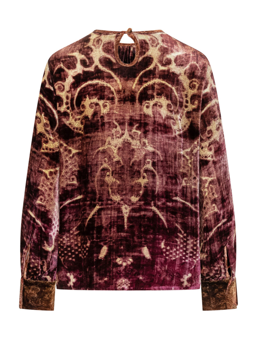 Red Printed Round Neck Top