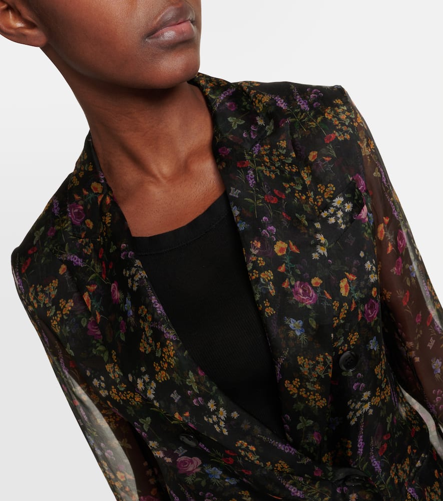 Jabot floral silk organza blouse