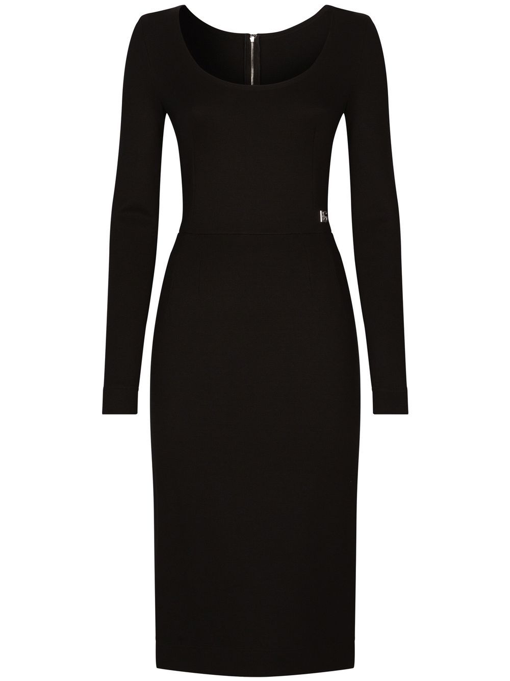Logo plaque-detail midi dress - Black