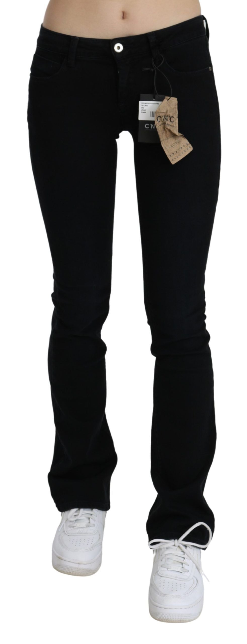 Low Waist Skinny Denim Jeans — Black