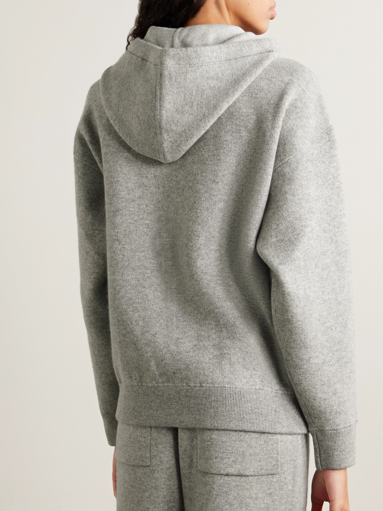 Cashmere-blend Zip-up Hoodie - Gray