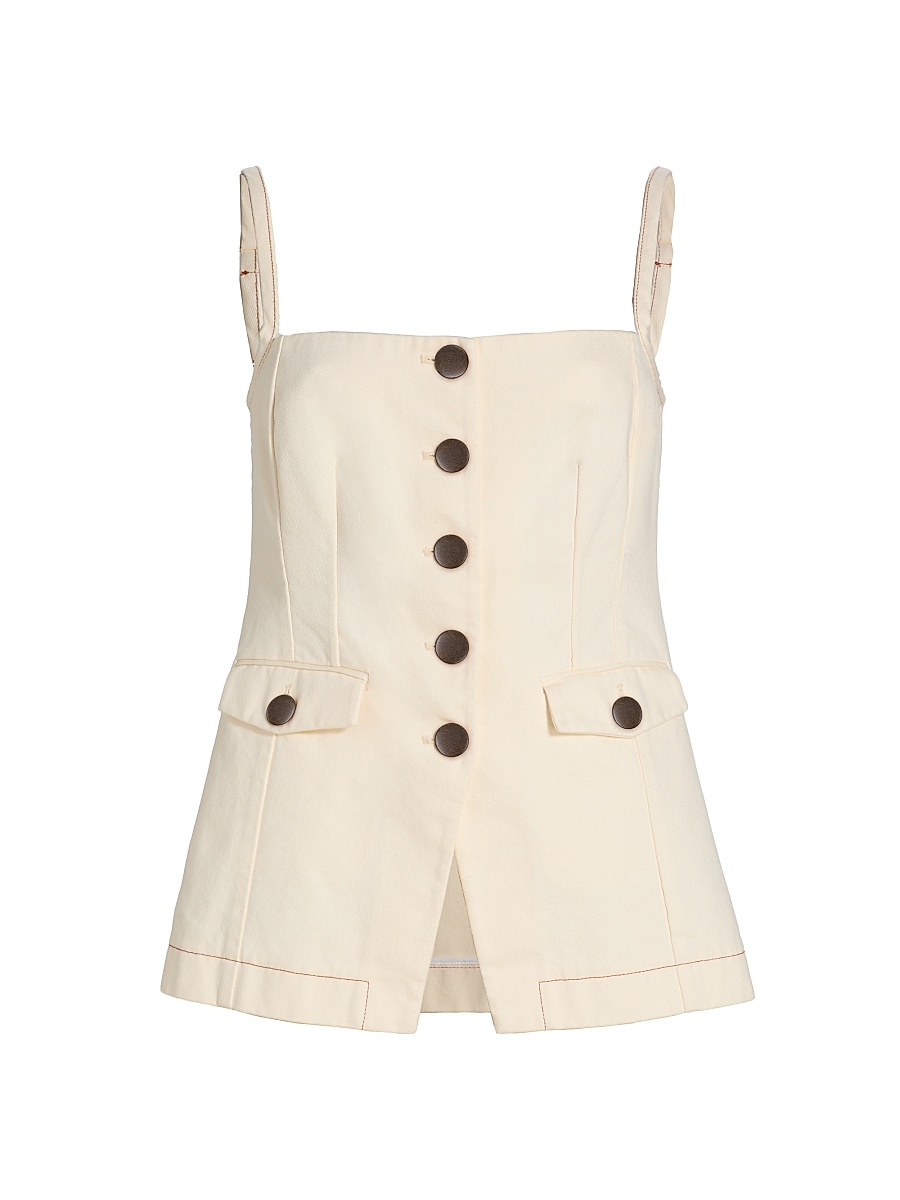 Women's Roxy Square Neck Cotton Vest - Ivory