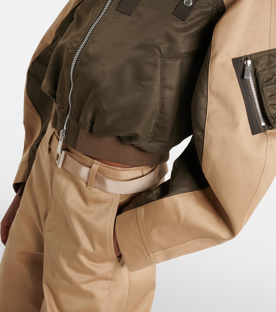 Cropped cotton chino and twill blouson jacket