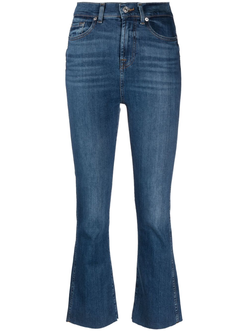 High-waisted cropped jeans - Blue