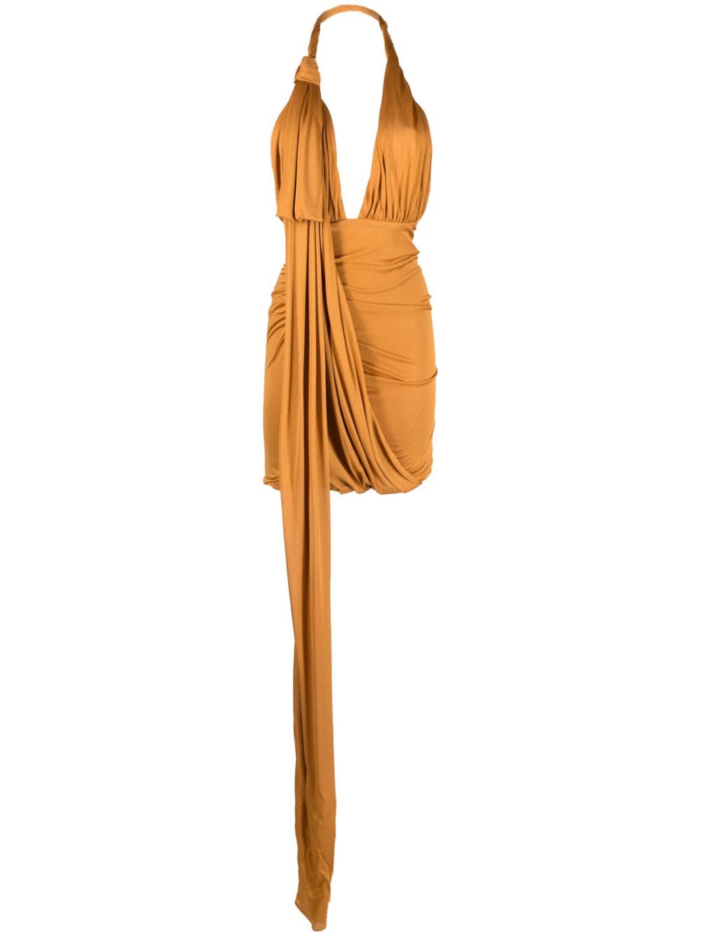 Draped V-neck minidress - Brown