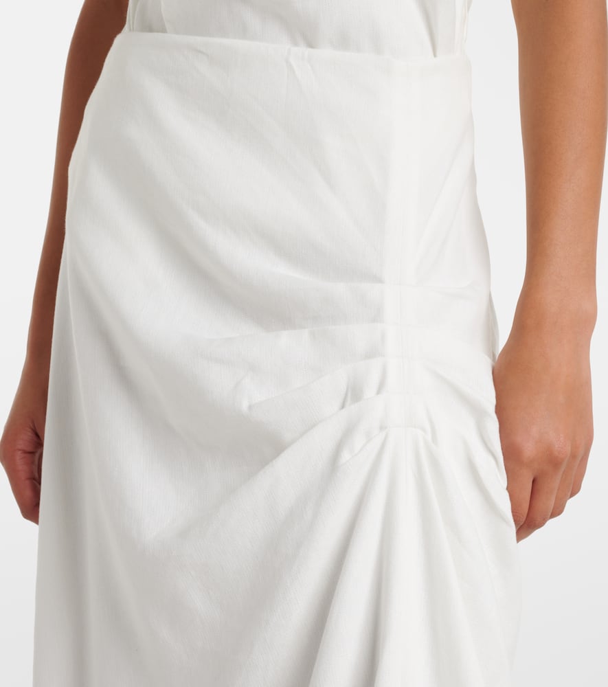 Dorian ruched linen-blend maxi skirt