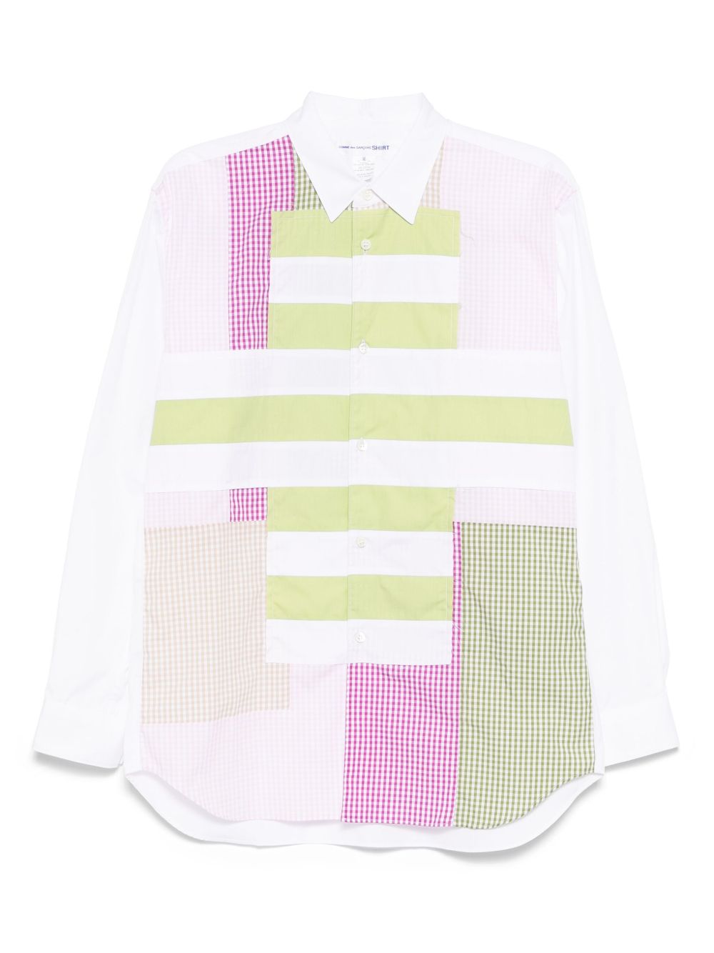 Striped and gingham patchwork shirt - White