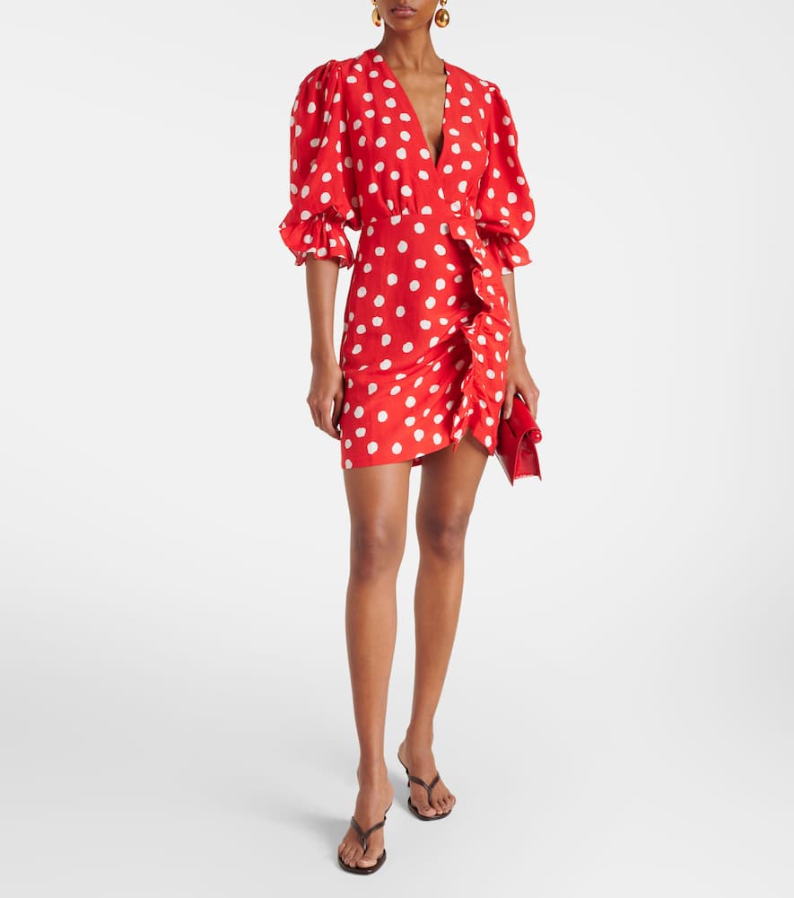 Polka-dot ruffled minidress